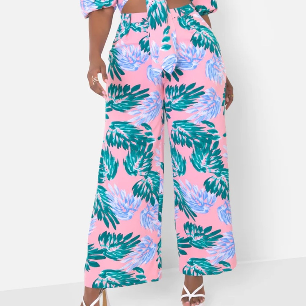 Right On Time High Waist Wide Leg Pants - Pink